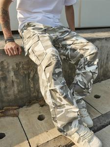 Men's Camo Print Flap Pocket Jeans, Loose Casual Street Fashion Denim Pants for Daily Wear, Men's Trousers for All Seasons, Cotton