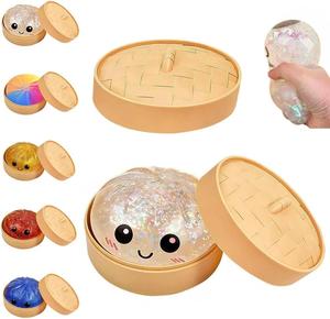 New Upgrade Shiny Dumpling Toy, Soft Glittery Dumpling Stress Ball, Steam Rack Stress Relief Ball, Perfect for Play, Party, Alone Time