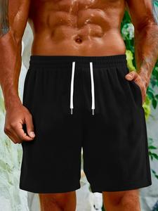 Men's Letter Print Drawstring Waist Shorts, Casual Loose Thin Track Shorts for Summer, Men's Bottoms for Daily Wear