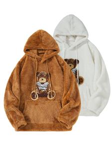 Men's Bear Pattern Hoodie, Casual Loose Long Sleeve Hooded Sweatshirt for Fall & Winter, Men's Clothes for Daily Wear