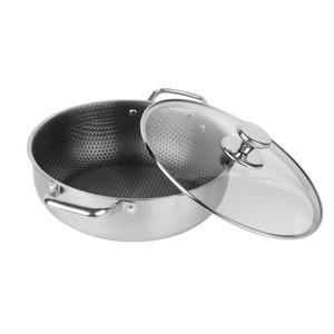 1 PC Stainless Steel Stir-Fry Wok, Non-Stick Honeycomb Design, Suitable for Gas and Induction Cooktops, Induction Compatible Pan, High-Quality Home Kitchen Utensil a great helper for cooking Nonstick Induction Cookware