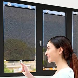 Suction Cup Design Retractable Window Roller Blind, Easy To Install Heat Insulation Sunshade, Window Hardware for Kitchen, Balcony & Living Room Glass Window