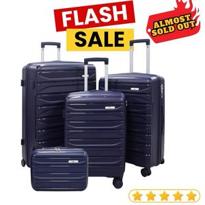 £85 Full Set of 4 SUITCASE LUGGAGE FAST SHIPPING Polypropylene (PP) NAVY BLUE Hard Shell Suitcase Set NEXT DAY DELIVERY Viral Trending Travel Luggage, 13 inch Vanity Case, 20 inch Cabin, 24 inch Medium, 28 inch Large. MODEL: SSK LONDON PRO MAX