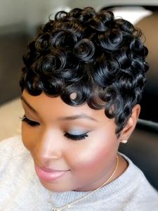 6 Inches Pixie Cut Wig Human Hair for Women, Short Curly Wigs 150% Density, Colored Wig, Natural Look, Perfect for Daily Use