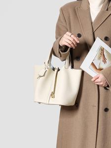 Women's Fashion Plain Leather Bucket Bag 22cm, Bucket Purse, Casual Asymmetrical Handbag, Casual Trendy Handbag, All Seasons, Versatile and Stylish