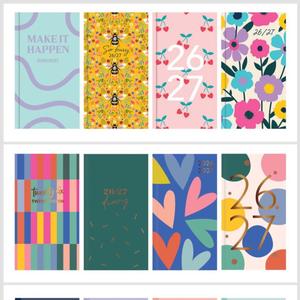 Premium Slim Hardback Academic Diary 2026-2027 WTV Paper Week to View Mid Year Slimline Hardback