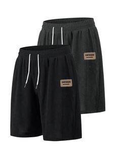 Men's Solid Color Corduroy Shorts, Casual Loose Fit Drawstring Waist Shorts for Summer, Fashion Men's Bottoms for Daily Wear