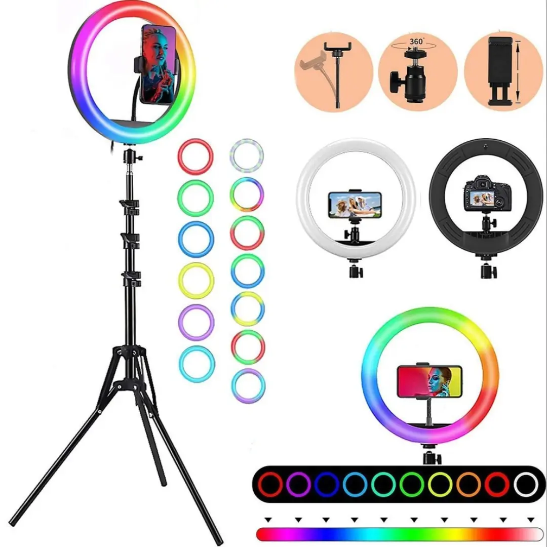 Pixibright 12" RGB Ring Light – 1200 Lumens + Tripod & Remote! Ideal for Makeup, Vlogging, Streaming & TikTok. Glow Up Your Content with Stunning Pro Lighting!