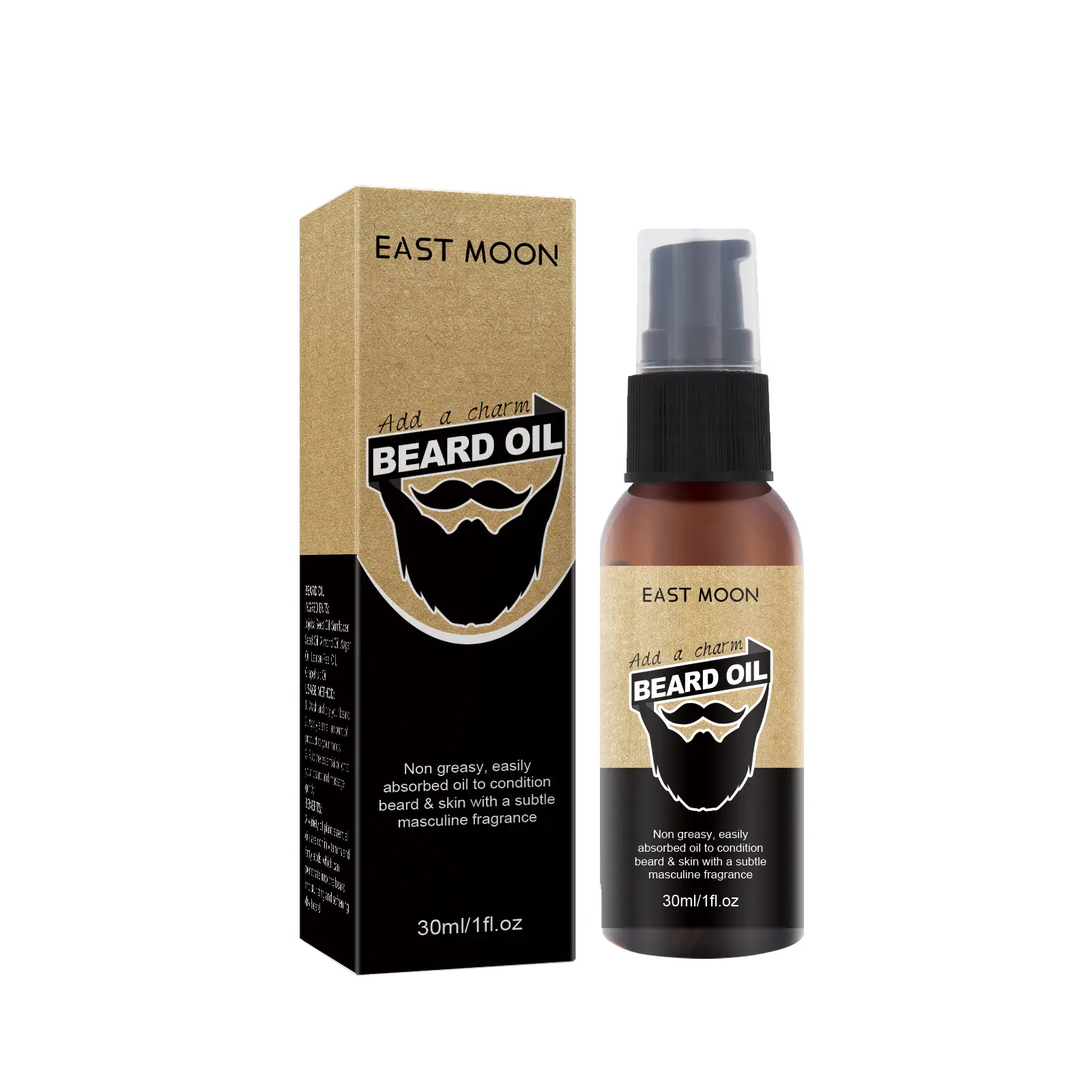 East Moon Beard Oil, Men's Facial Sideburns Styling Moisturizing Black Dense Treatment Oil