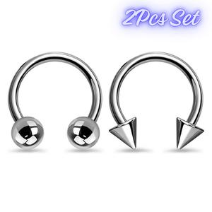 Autumn Sale 2PCS Titanium Horseshoe Septum Ring Pack 8/10mm