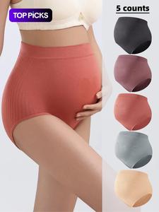 Maternity Solid Color High Waist Panty, Soft Comfy Breathable Seamless Pregnancy Knicker for Daily Wear, Maternity Underwear for All Seasons, Maternity Prenatal Clothing