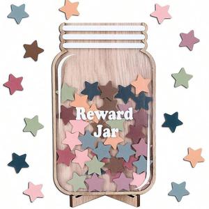 Star Shaped Reward Jar, 25pcs/set Colorful Star Shaped Reward System, Self-discipline Reward Jar, Home Decor, Gift for Kids, Sticker Decorations, Art Stickers, Learning Tool