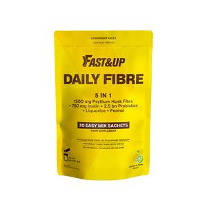 Fast&Up Daily Fibre 5 in1 - Psyllium Husk, Inulin, 2.5 bn Probiotics, Licorice & Fennel for Bowel Regularity & Digestion – Easy Mix Powder – 30 Stick Packs – Lemon & Lime Flavoured Drink