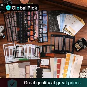 Vintage Movie Theme Scrapbook Kit, 100pcs/bag Photo Frame & Decorative Paper & Sticker & Memory Pad, DIY Crafting, Journaling Supplies, Vintage Material Paper