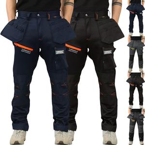 Mens Water Resistant Softshell Knee Pad Jogger Style Trousers Multiple Pocket Fleece Lined Elasticated Waist Stretch Trouser