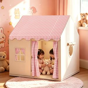 Round Grid Window Playhouse for Kids, Tent with Check Pattern Side Windows, Ideal for Imaginative Play, Fun Outdoor Activity Center, Outdoor Play Equipment