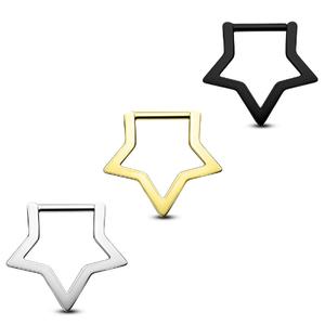 OUFER 16/14G Titanium Star Hypoallergenic Clicker Septum Ring - Silver Gold Black