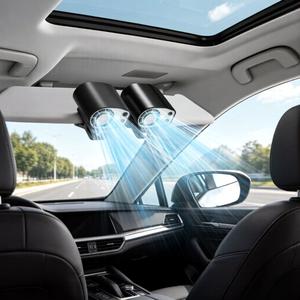 JOYTUTUS 2026 Car Clip On Fan with LED Display - 360° Rotation, 100 Speeds Adjustable, USB Rechargeable Personal Summer Fan, 20Hr 3000mAh Battery, 2 Buttons, Wide Clamp Suitable for Car Sun Visor, Car Back Seat, Baby Stroller, Desktop & Multiple Scenes