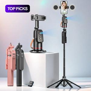 5-In-1 Smart Face Tracking Gimbal with Tripod, Wireless Selfie Remote, Light, Auto Rotation, Phone Stabilizer, Video Camera Accessory Kit