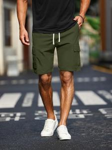 Men's Solid Flap Pocket Cargo Shorts, Regular Fit Casual Fashion Comfy Shorts for Daily Outdoor Wear, Men Bottoms for Summer