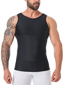 Men's Solid Color Compression Top, Tummy Control Shaper, High Stretch Shapewear Tank Top for Men, Shaper for Men