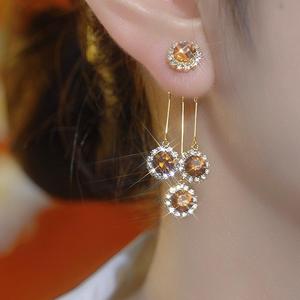 LisiZen Double-Wear Tassel Earrings 14K Gold Plated Sparkling Rhinestone Long Drop Stud Earrings, Versatile 2025 New Fashion Jewelry Statement Style DZEH4316