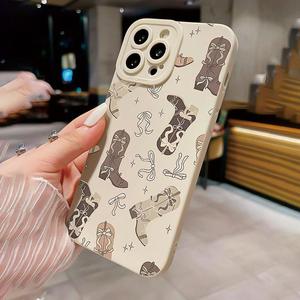 Vintage Cowboy & Butterfly Pattern Phone Case, Decorative Phone Protector Cover, Phone Accessories Compatible with iPhone 15 14 13 12 11 Pro Max