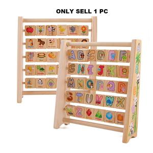 Wooden Multi-Functional Flap Learning Rack Toy, Alphabet Word Recognition Training, Montessori Early Education Gift for Boys & Girls, Sensory Activity Board