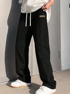 Men's Letter Print Drawstring Waist Sweatpants, Casual Comfy Loose Jogger Pants for Summer, Fashion Men's Bottoms for Daily Wear