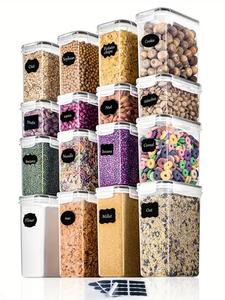 48pcs storage containers,Complete food storage containers with LIDS, clear food jars, moisture-proof sealed crisper for cereals, rice, pasta, tea, nuts and coffee beans, plastic food storage jars, home kitchen serving items
