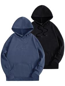 Men's Solid Drop Shoulder Drawstring Hoodie, Fashion Casual Loose Pocket Hooded Sweatshirt for Daily Outdoor Wear, Men Fall & Winter Clothes