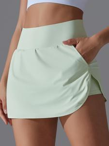 Women's Solid Color Sports Skort, Breathable Comfortable Tennis Skort, Ladies Sportswear for Indoor Outdoor Wear, Athletic Skorts