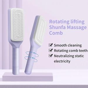 Huge Care Self-Cleaning Hair Brush with Retractable Bristles Anti-Static Massage Comb for Effortless Hair Removal & Cleaning round  brush Black