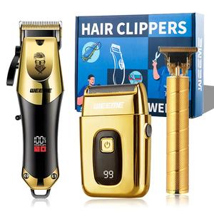 Professional Golden Grooming Kit for Men, Hair Clippers + T-blade Trimmer + 8 Guide Combs + 3 Cleaning Brushes, Men's Beauty Set, Home Haircut Kit, Gift for Boyfriend, Barber Kit, Cordless Rechargeable Clippers, Barber Cordless Trimmers