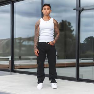 Men's Baggy Carpenter Jeans - Relaxed Fit Cargo Denim With Utility Pockets, Faux Leather Logo Patch & Heavy-Duty Look Cotton Menswear Soft Streetwear. Aesthetic Belt Casual Hoodie Loose Oversized Stylish