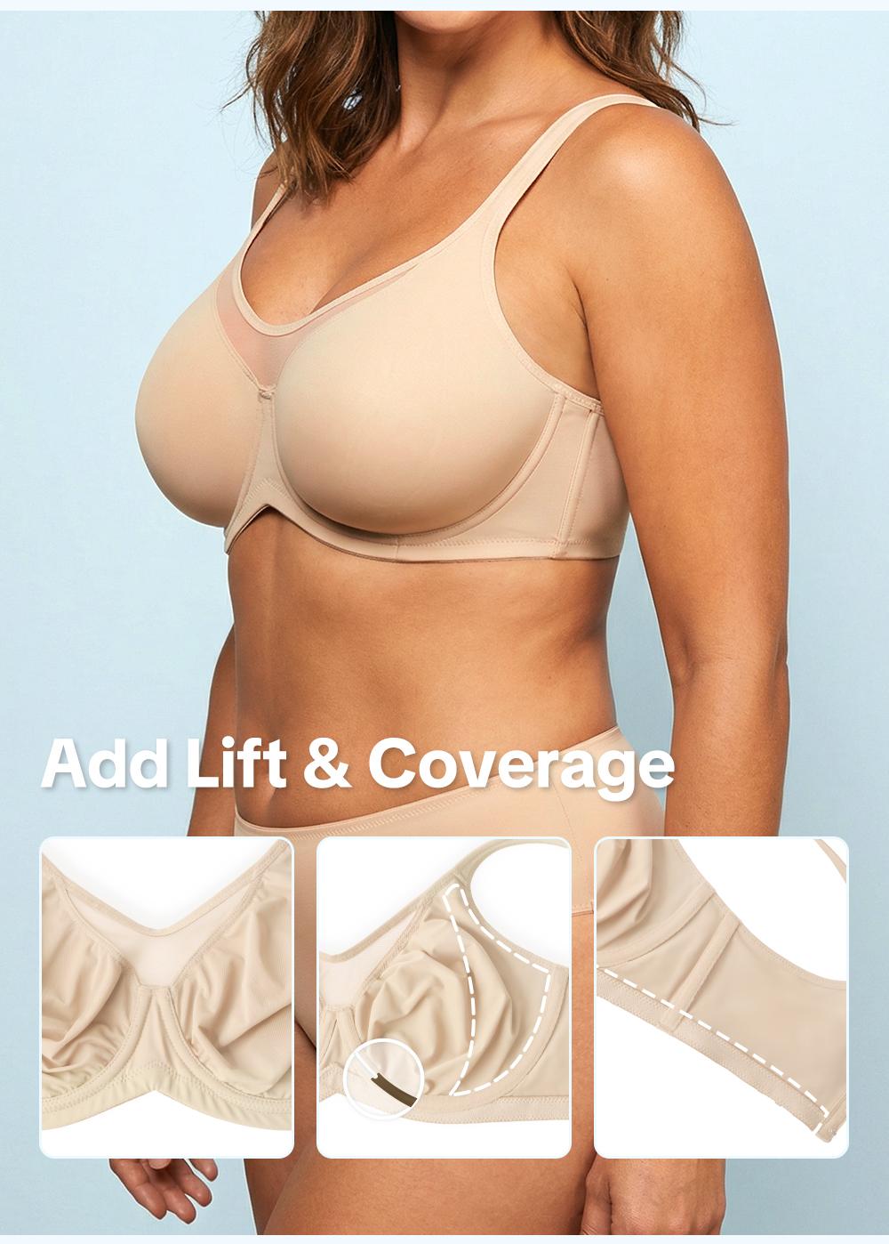 HSIA CardiComfort Cooling Minimiser Bra Full Coverage Underwired Seamless T-Shirt Bra for B-GG Cup