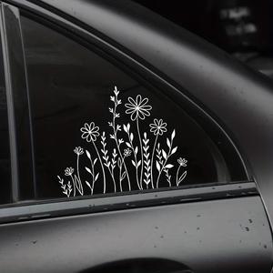 Flower Pattern Car Sticker, 1 Count Car Window Side Decals, Car Exterior Decorative Sticker, Automobile Decals, Universal Car Decorative Accessories for Car Window Bumper