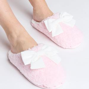 Boux Avenue Oversized Bow Mule Slippers Soft Borg Fur Cosy Women's House Shoes