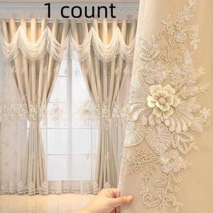French Luxury Double Layer Sheer Window Curtain with Ruffle, Light Blocking, Princess Style, Suitable for Kids' Room, Living Room, Bedroom