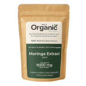 Moringa Capsules 9000mg(40:1) - 3 Month Supply | 90 High-Strength Moringa Extract Capsules | Pure Potent Leaf Extract - No Additives | Vegan, Non-GMO & Lab-Tested