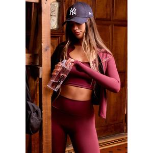 Kaiia Sculpt Long Sleeve Zip Through Fitted Jacket Dark Cherry