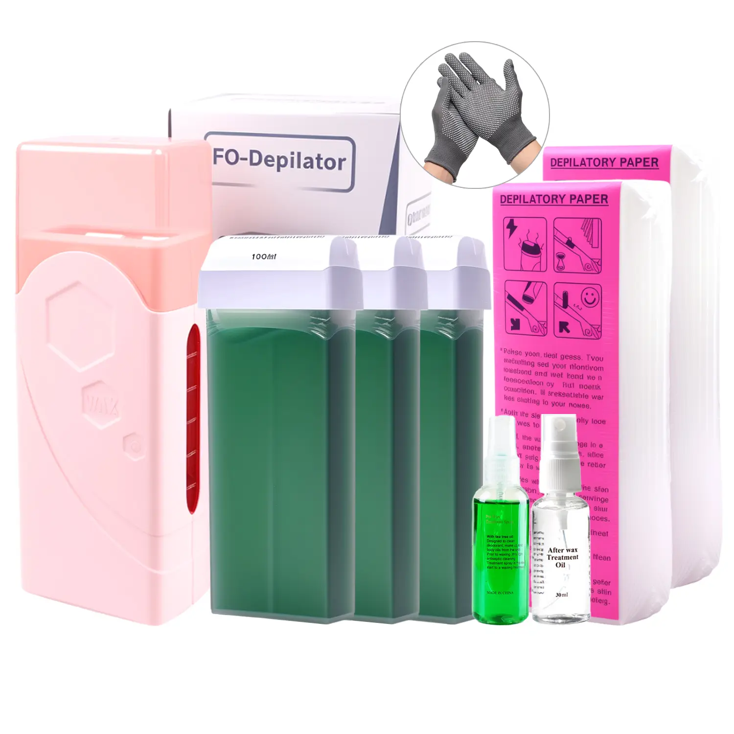 Professional Roll-On Waxing Kit for Women & Men – All-in-One Hair Removal System with Heated Wax Roller, Soft Wax Warmer for Large Body Areas, At-Home Spa Quality