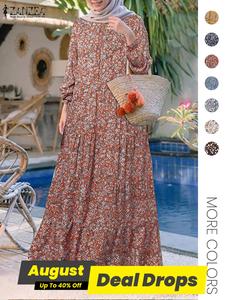 Women's Ditsy Floral Print Long Sleeve Dress, Casual Round Neck Dress for Holiday Vacation Daily Wear, Ladies Clothes for All Seasons, Tunic Dress