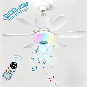 New Upgraded 20 Inch Bluetooth BR/EDR Music Ceiling Fan Light, RGB Color Changing Dimmable 32W LED Fan Lamp with Remote Control, Summer Holiday Home Decor for Bedroom Living Room Family Party, Decorative Ambiance Lighting