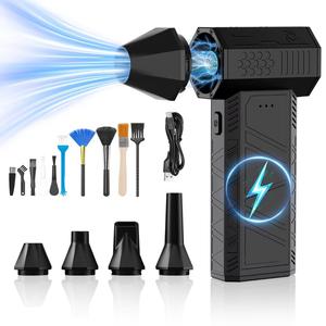 USB Rechargeable Car Fan, 1 Count Multifunctional Electric Air Blower with 4 Multifunctional Nozzles, Suitable for Car Dust Blowing