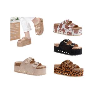 Nexsus Plus Ladies Women High Sole Chunky Platform Wedge Adjustable Double Buckle Comfy Sole Slippers Girls Active Size UK 3-8