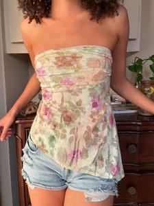 Women's Floral Print Tube Top, Fashion Casual Sleeveless Strapless Top for Daily Outdoor Wear, Women Top Clothes for Summer