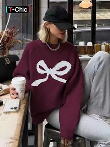 Women's Long Sleeve Knit Sweater, Loose-Fitting Round Neck Pullover, Soft Comfortable Elegant Casual Fashion Top for Fall & Winter