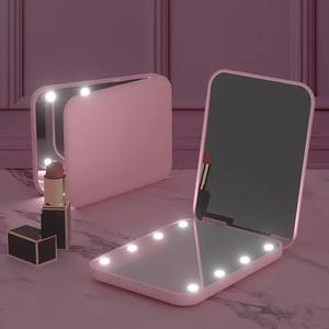 Portable LED Light Makeup Mirror, 1 Box 1X/3X Magnification LED Makeup Mirror, Pocket Mirror for Women & Girls, Compact Travel Makeup Mirror with Light for Purse, Room Decor