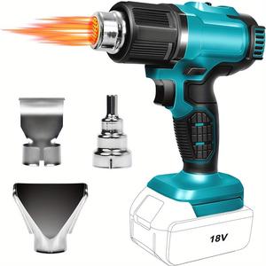 Cordless Heat Gun, Hot Air Gun Compatible with Makita 18V Battery, Dual Temp Setting Max 1022°F (550°C), 3 Nozzle for Crafts, Shrinking PVC, Wrapping and Paint Stripping (No Battery)
